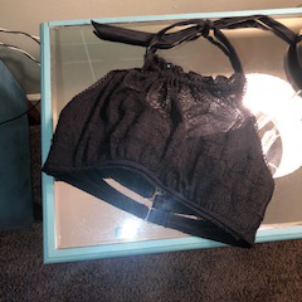 Knox Rose black crochet bikini top Large.